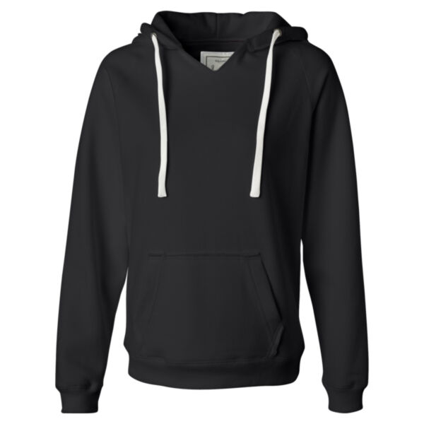 Women's Sueded V-Neck Hooded Sweatshirt Thumbnail