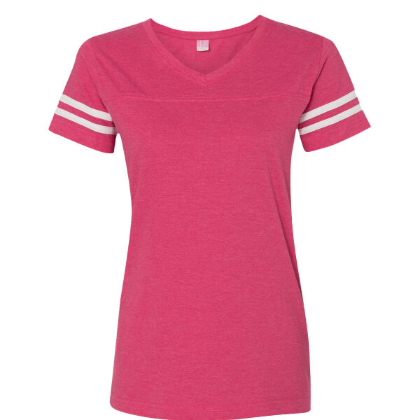 Women's Football V-Neck Fine Jersey Tee Thumbnail