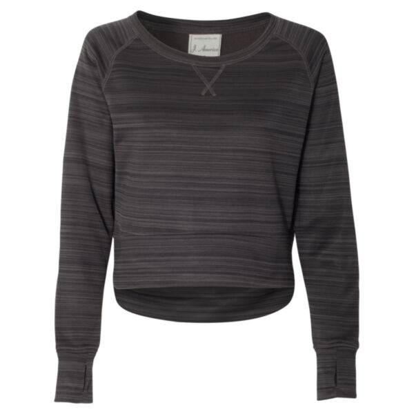 Women's Odyssey Striped Performance Fleece Hi-Low Crewneck Sweatshirt Thumbnail