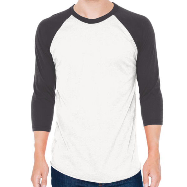 Unisex USA-Made 50/50 Poly/Cotton Raglan Three-Quarter Sleeve Tee Thumbnail