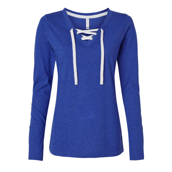 Women's Fine Jersey Lace-Up Long Sleeve T-Shirt Thumbnail