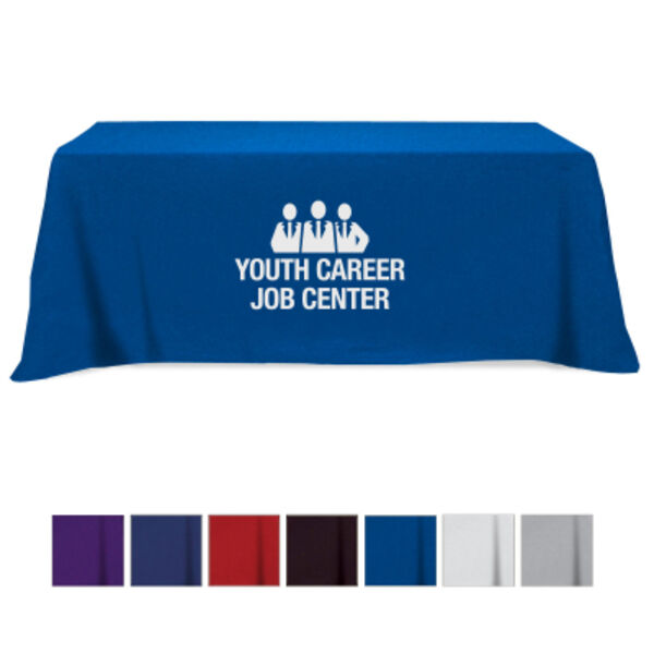 Flat Poly/Cotton 4-sided Table Cover - fits 8' standard table Thumbnail