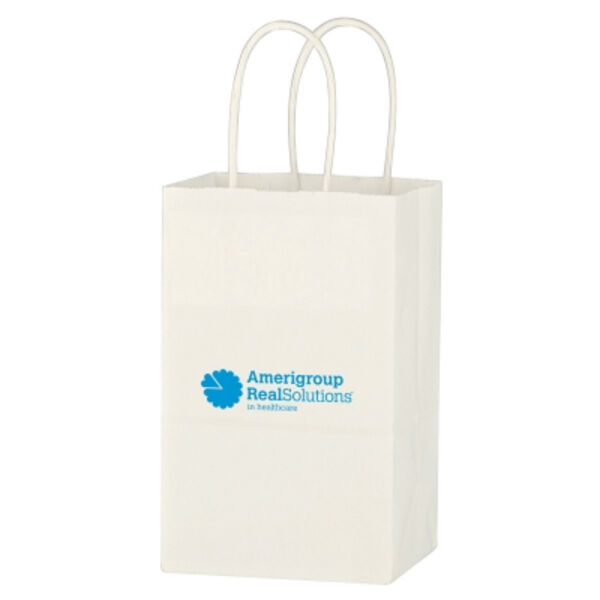 Kraft Paper White Shopping Bag - 5-1/4" X 8-1/4" Thumbnail