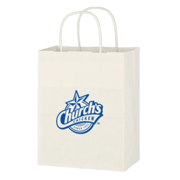 Kraft Paper White Shopping Bag - 8" x 10-1/4" Thumbnail