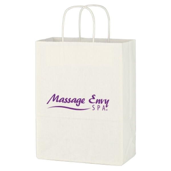 Kraft Paper White Shopping Bag - 10" x 13" Thumbnail