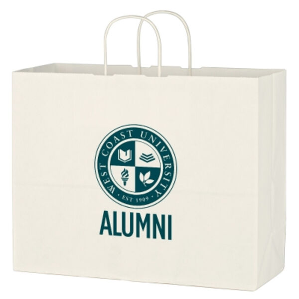 Kraft Paper White Shopping Bag - 16" x 12-1/2" Thumbnail