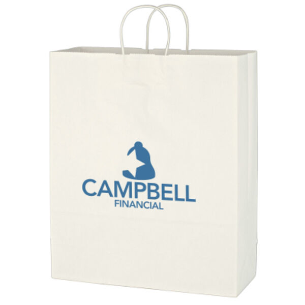 Kraft Paper White Shopping Bag - 16" x 19" Thumbnail