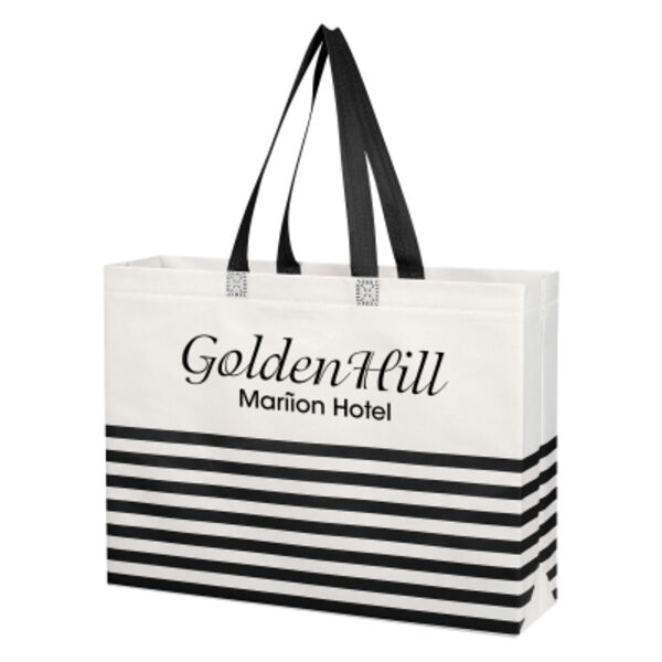 Non-Woven Horizontal Stripe Tote Bag Thumbnail