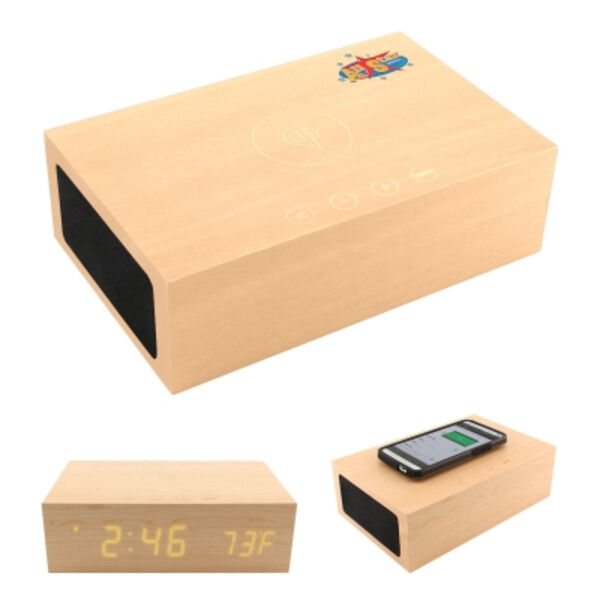 BlueSequoia Alarm Clock With Qi Charging Station And Wireless Speaker Thumbnail