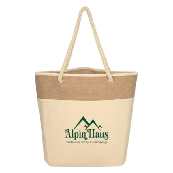 Burlap Rope 12 Oz. Cotton Canvas Tote Bag Thumbnail