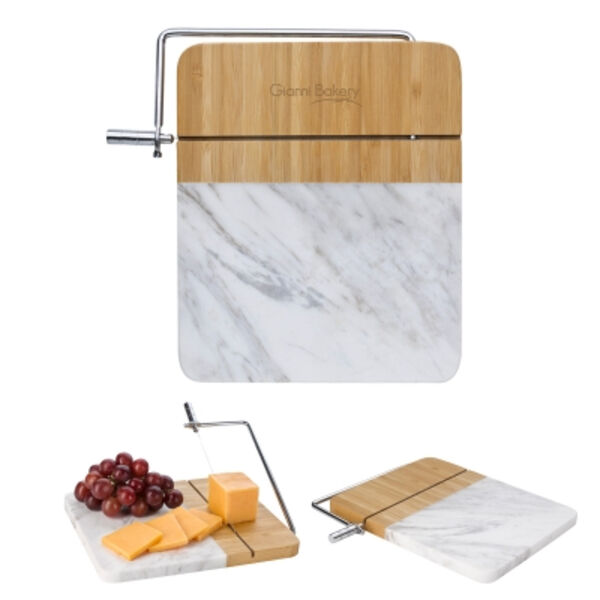 Marble and Bamboo Cheese Cutting Board With Slicer Thumbnail
