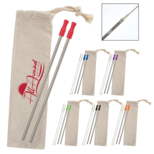 2-Pack Stainless Straw Kit with Cotton Pouch Thumbnail