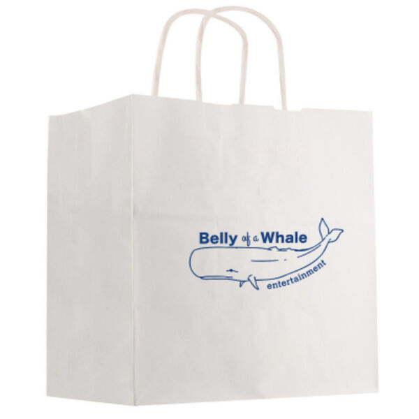 Kraft Paper White Shopping Bag - 13" x 13" Thumbnail