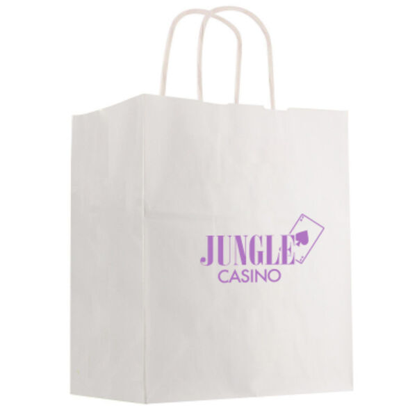 Kraft Paper White Shopping Bag - 13" x 17" Thumbnail