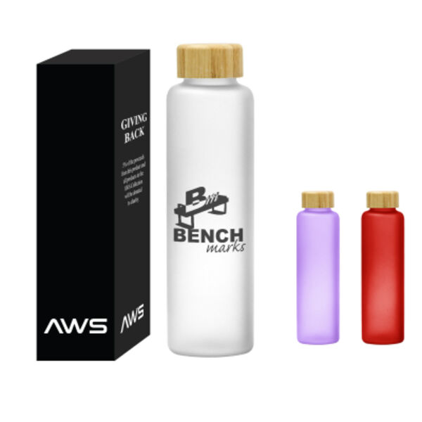 20 Oz. AWS Belle Glass Bottle With Bamboo Lid Thumbnail