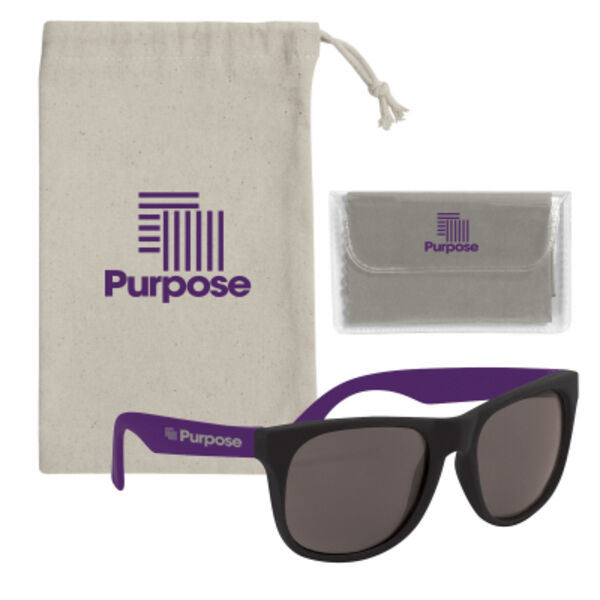 Rubberized Sunglasses With Microfiber Cloth And Pouch Thumbnail