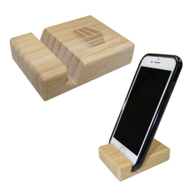Bamboo Block Phone Stand Thumbnail