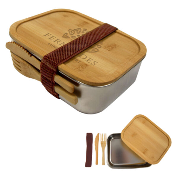 Sophisticate Stainless & Bamboo Bento Box Thumbnail