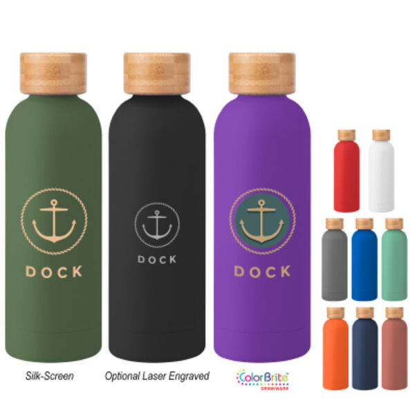 17 Oz. Blair Recycled Stainless Steel Bottle With Bamboo Lid Thumbnail