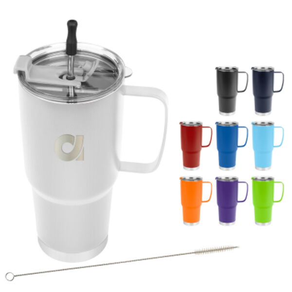 30 Oz. Lisbon Stainless Steel Tumbler With Straw Thumbnail