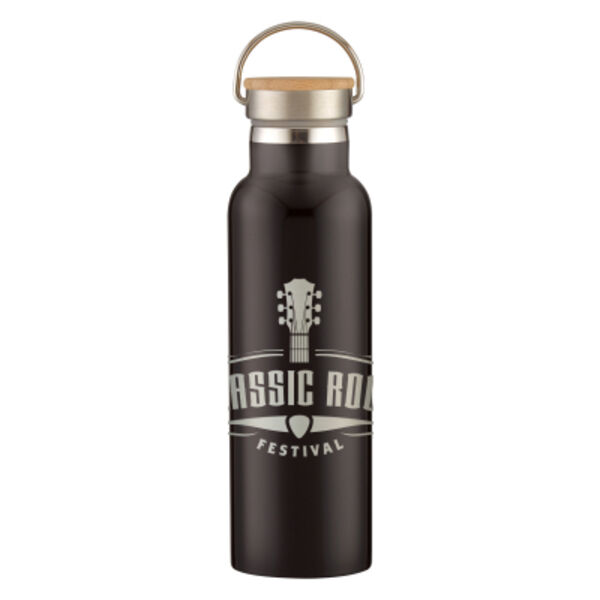 21 Oz. Full Laser Tipton Stainless Steel Bottle With Bamboo Lid Thumbnail