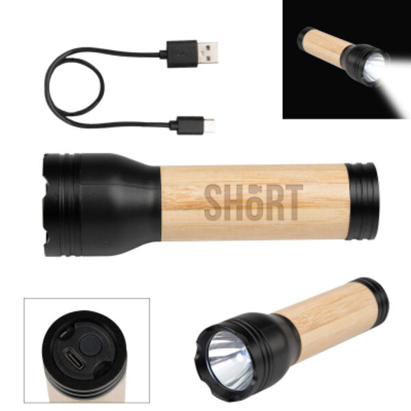 Bamboo Rechargeable LED Flashlight Thumbnail