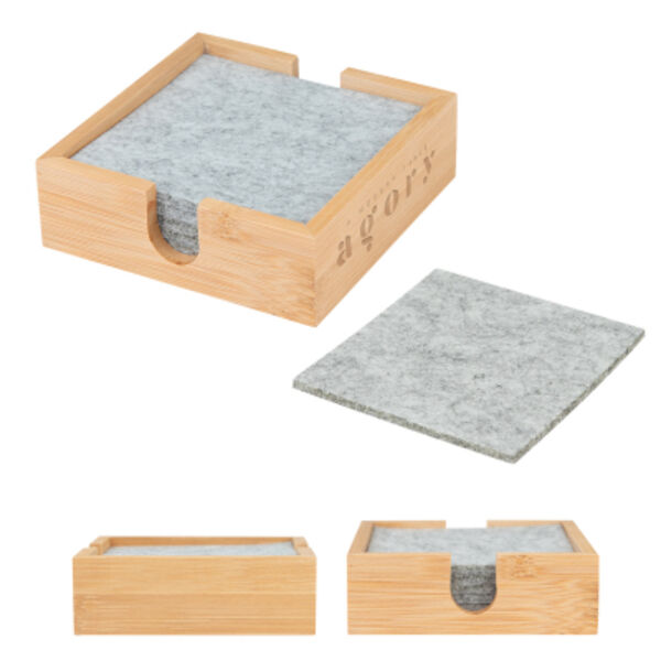 Bamboo & Recycled Felt Coaster Set Thumbnail