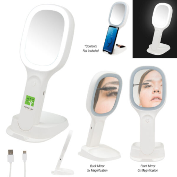 Light Up Double Sided Mirror With Wireless Charger Thumbnail