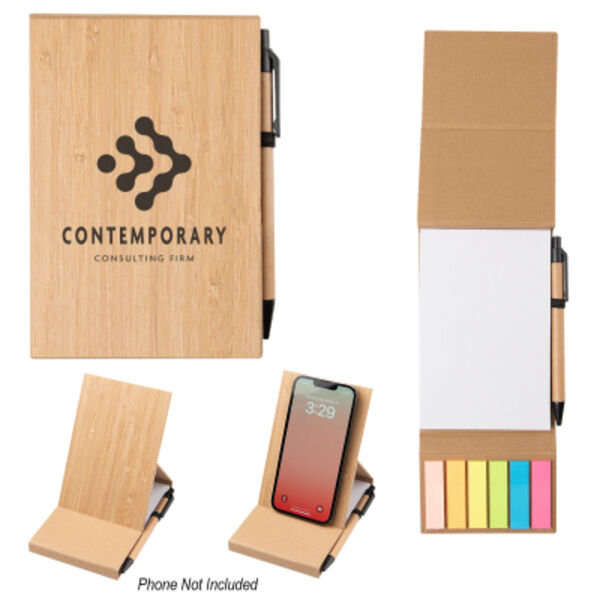 Bamboo Desk Jotter With Phone Stand Thumbnail