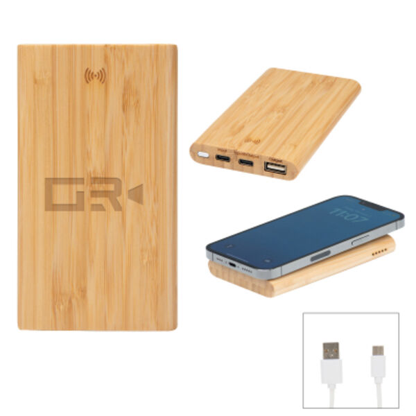 5,000 mAh Bamboo Power Bank & 10W Wireless Charger Thumbnail