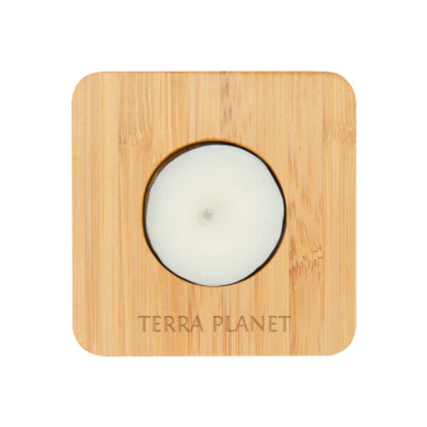 Bamboo Tea Light Candle Holder With Candle Thumbnail