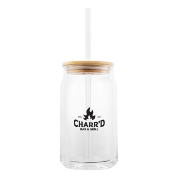 17 Oz. Soda Lime Glass Can With Bamboo Lid Thumbnail