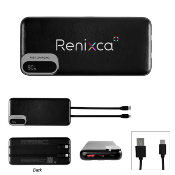 10,000 mAh Power Bank With Built-In Cables Thumbnail
