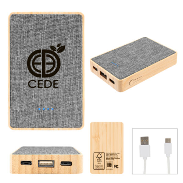 5,000 mAh Bamboo & rPET Power Bank Thumbnail