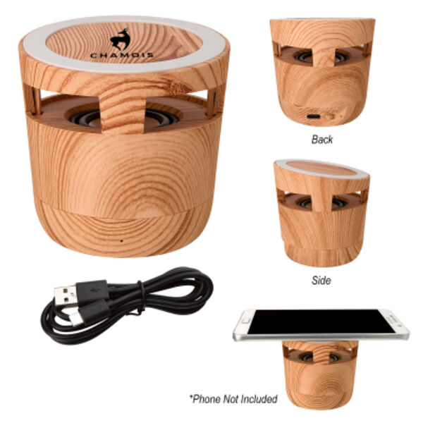 Woodgrain Wireless Charging Pad And Speaker 2.0 Thumbnail