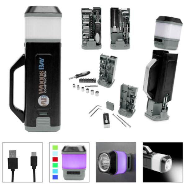 24-Piece Tool Set With Rechargeable LED Light Thumbnail