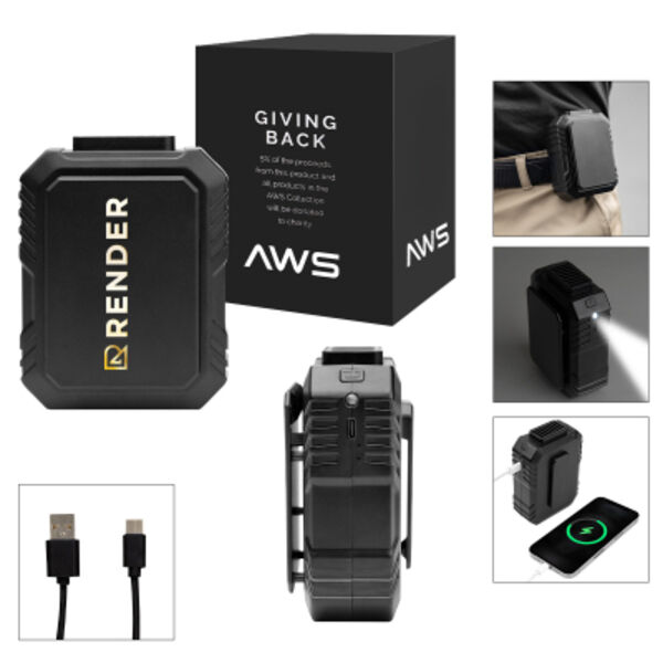 AWS UL Listed 5,000 mAh Power Bank and Fan With Clip Thumbnail