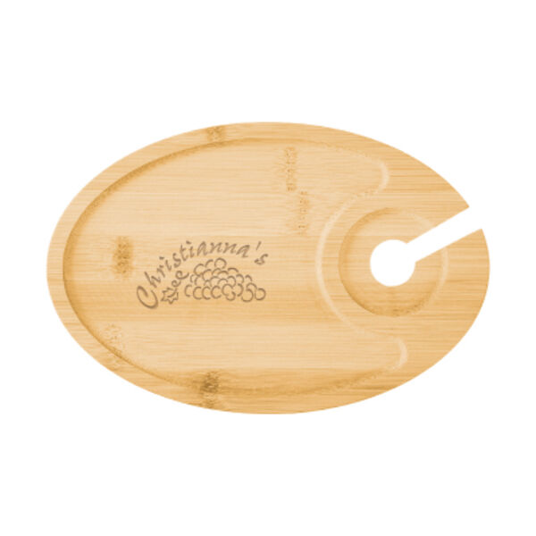 Wine & Dine Recessed Bamboo Tray With Wine Glass Holder Thumbnail