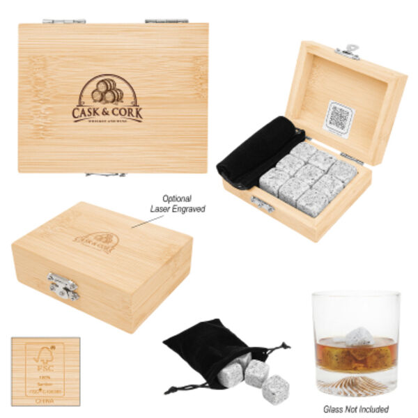 Whiskey Stone Ice Cubes In FSC® Bamboo Box Thumbnail