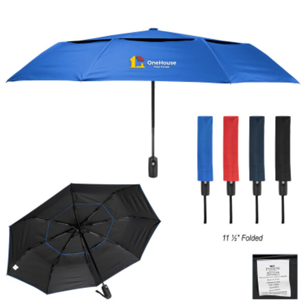 42" Arc Telescopic Wind Resistant Umbrella With 100% rPET Canopy Thumbnail