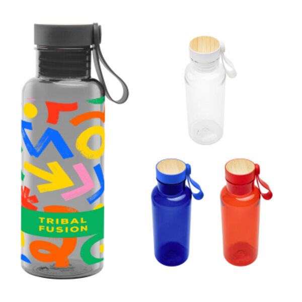 20 Oz. Full Color Cade rPET Bottle With Bamboo Accent Lid And Silicone Easy Carry Handle Thumbnail