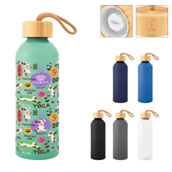 25 Oz. Full Color Blaire Recycled Aluminum Bottle With Bamboo Lid Thumbnail