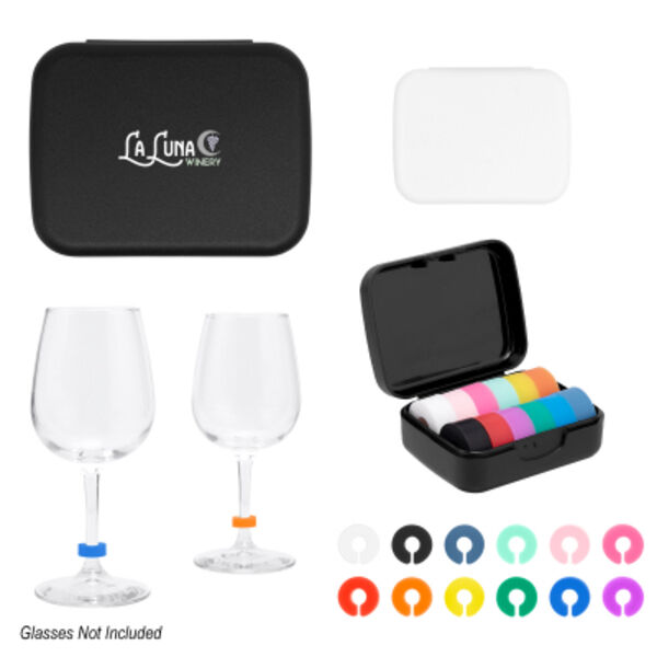 Silicone Wine Glass Markers In Recycled Case Thumbnail